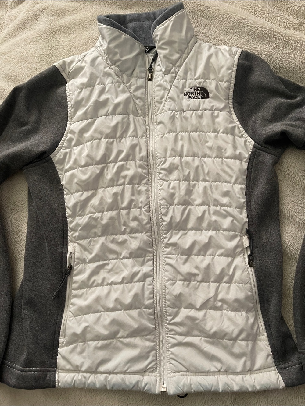 The North Face Women's White and Gray Hybrid Ski Jacket